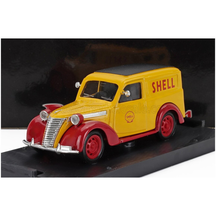 BRUMM FIAT 1100 E VAN SHELL - SCUDERIA FERRARI GP MONZA 1958 - YELLOW RED 1/43