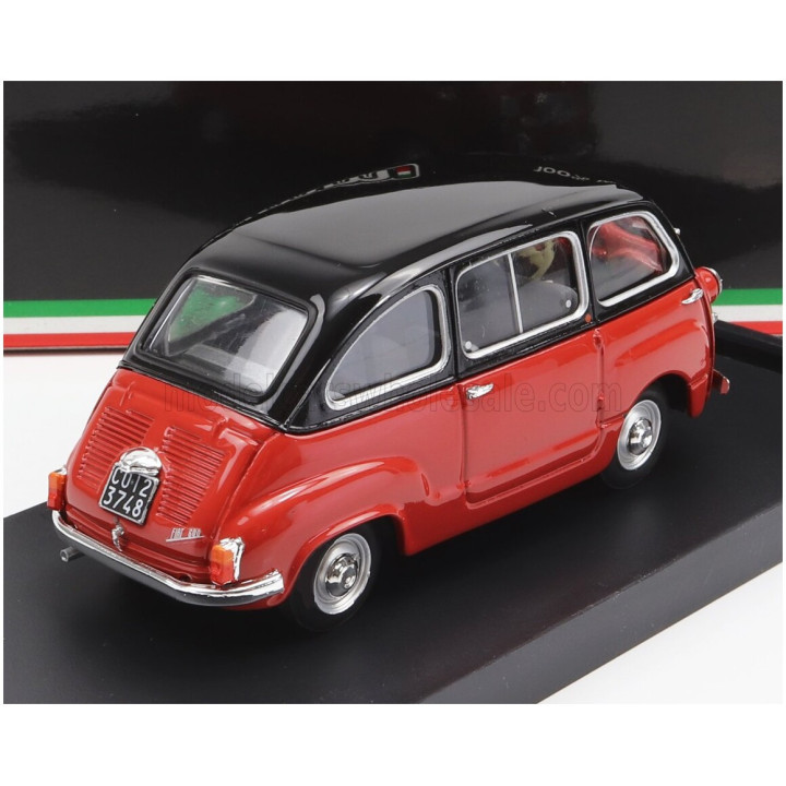 BRUMM FIAT 600 D MULTIPLA 1960 - RED BLACK 1/43