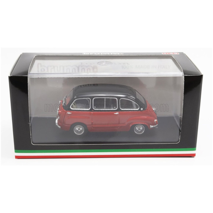 BRUMM FIAT 600 D MULTIPLA 1960 - RED BLACK 1/43