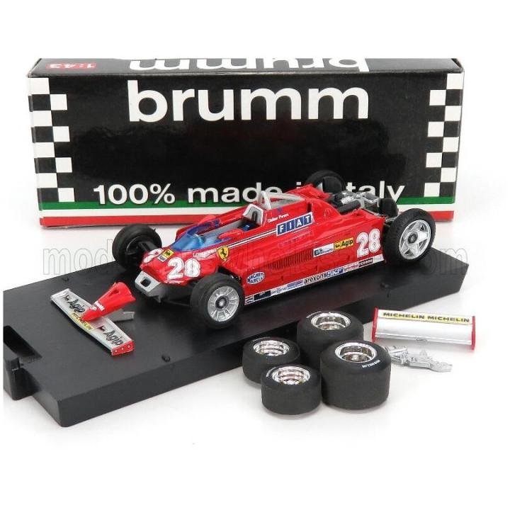 BRUMM FERRARI F1 126CK TURBO N 28 MONACO GP 1981 D.PIRONI - WITH TRANSPORT WHEELS - RED 1/43