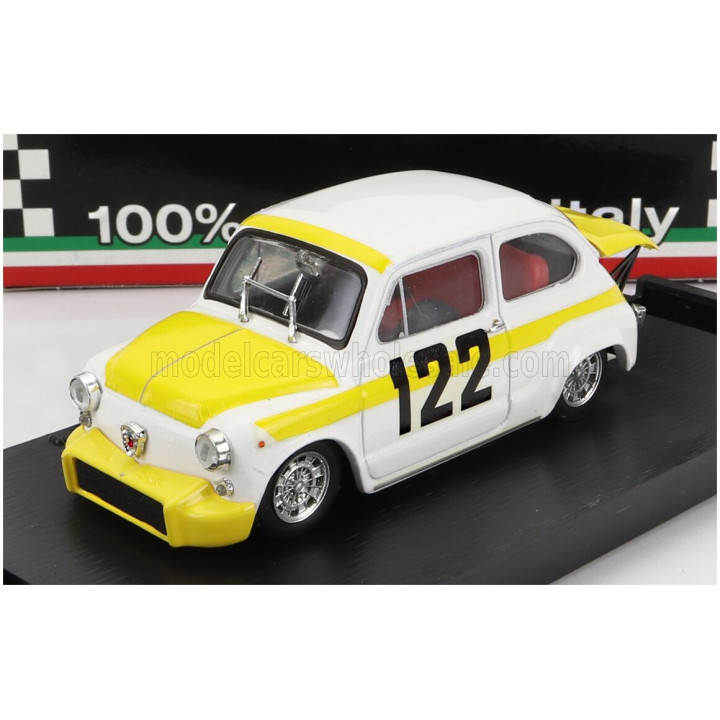 BRUMM FIAT 600 ABARTH 850TC N 122 COPPA COLLINA 1969 AVANTIERI BRESCI - WHITE YELLOW 1/43