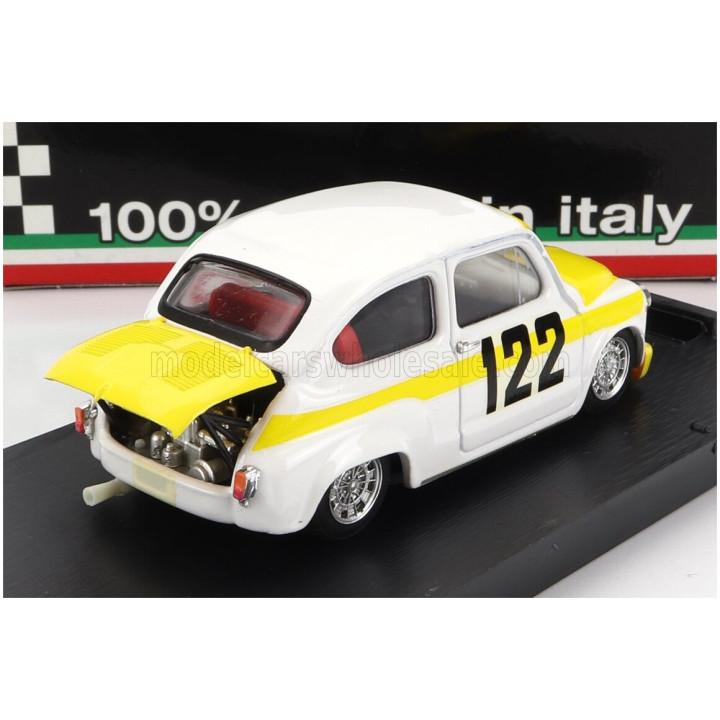BRUMM FIAT 600 ABARTH 850TC N 122 COPPA COLLINA 1969 AVANTIERI BRESCI - WHITE YELLOW 1/43