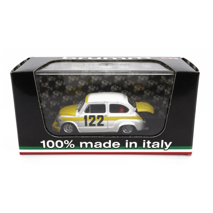 BRUMM FIAT 600 ABARTH 850TC N 122 COPPA COLLINA 1969 AVANTIERI BRESCI - WHITE YELLOW 1/43