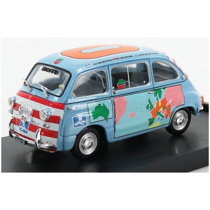 BRUMM FIAT 600D MULTIPLA - GRAZIANO ROSSI MOTORHOME 1960 - LIGHT BLUE 1/43