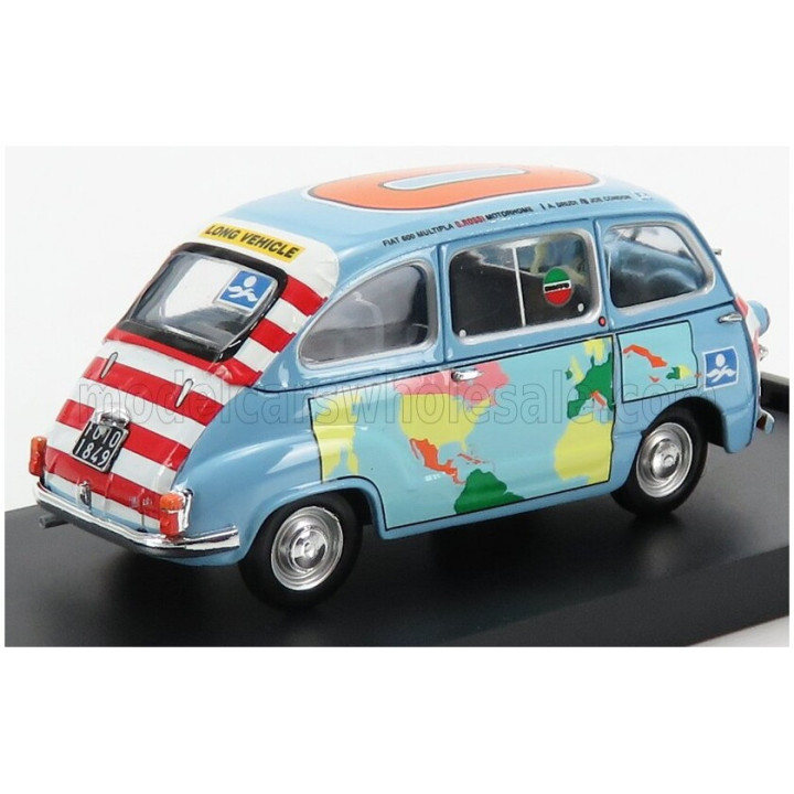 BRUMM FIAT 600D MULTIPLA - GRAZIANO ROSSI MOTORHOME 1960 - LIGHT BLUE 1/43