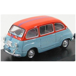 BRUMM FIAT 600D MULTIPLA OPERAZIONE SAN GENNARO 1966 - LIGHT BLUE ORANGE 1/43