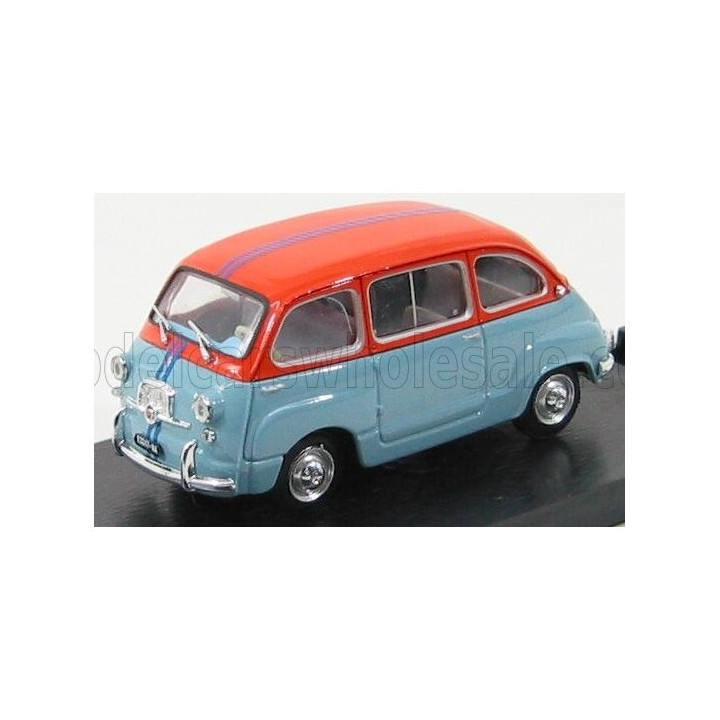 BRUMM FIAT 600D MULTIPLA OPERAZIONE SAN GENNARO 1966 - LIGHT BLUE ORANGE 1/43