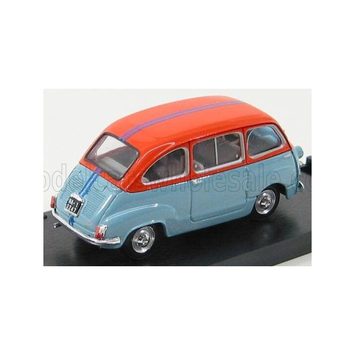 BRUMM FIAT 600D MULTIPLA OPERAZIONE SAN GENNARO 1966 - LIGHT BLUE ORANGE 1/43