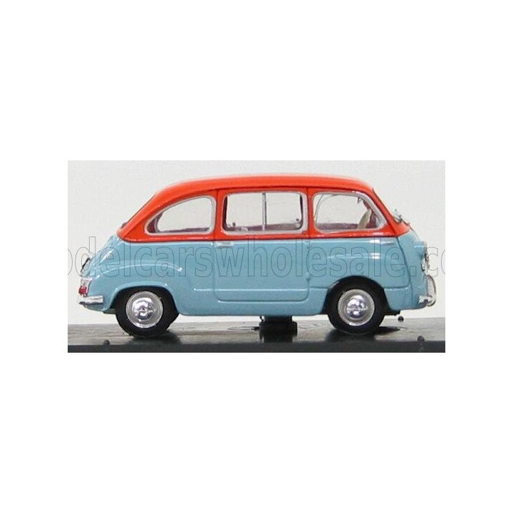 BRUMM FIAT 600D MULTIPLA OPERAZIONE SAN GENNARO 1966 - LIGHT BLUE ORANGE 1/43
