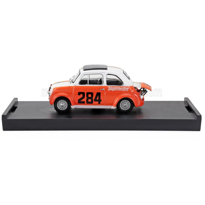 BRUMM FIAT 500 ABARTH 695SS TEAM MERANO CORSE JAGERMEISTER N 284 RALLY COLLE DELLA MADDALENA 1973 RENATO MENAPACE - WHITE