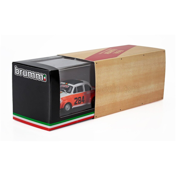 BRUMM FIAT 500 ABARTH 695SS TEAM MERANO CORSE JAGERMEISTER N 284 RALLY COLLE DELLA MADDALENA 1973 RENATO MENAPACE - WHITE