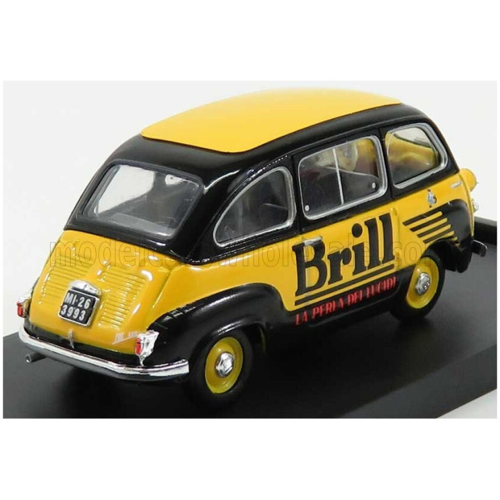BRUMM FIAT 600 MULTIPLA VEICOLO COMMERCIALE LUCIDO DA SCARPE BRILL 1956 - YELLOW BLUE 1/43