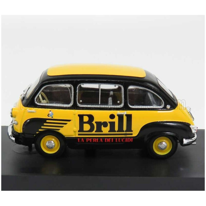 BRUMM FIAT 600 MULTIPLA VEICOLO COMMERCIALE LUCIDO DA SCARPE BRILL 1956 - YELLOW BLUE 1/43