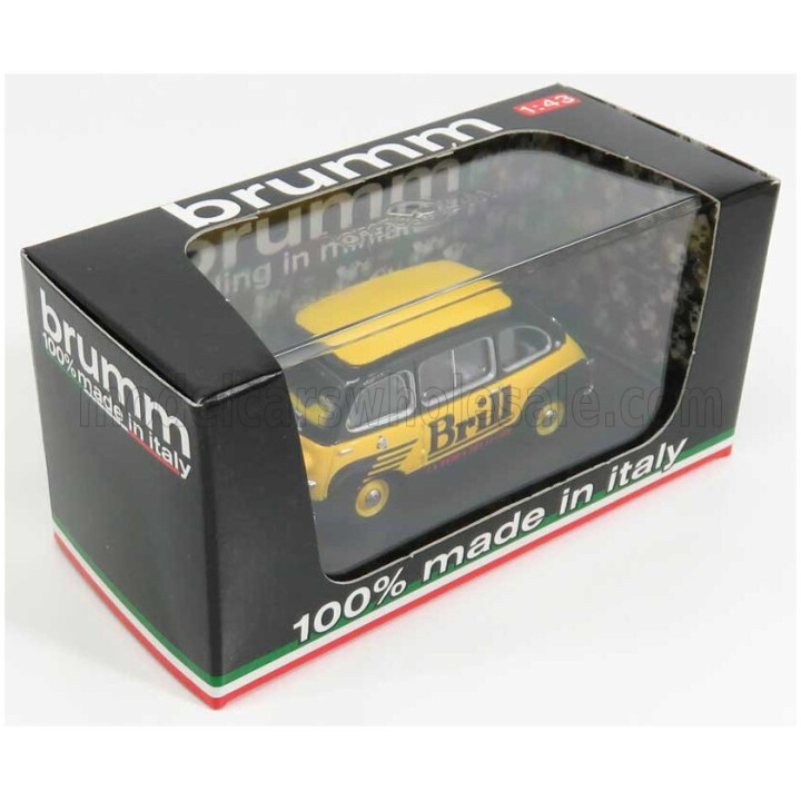 BRUMM FIAT 600 MULTIPLA VEICOLO COMMERCIALE LUCIDO DA SCARPE BRILL 1956 - YELLOW BLUE 1/43