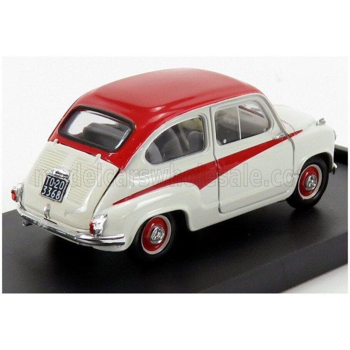 BRUMM FIAT 600 750 DERIVAZIONE ABARTH 1956 - GREY RED 1/43