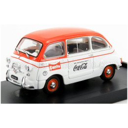 BRUMM FIAT 600D MULTIPLA FANTA COCA-COLA 1961 - WHITE ORANGE 1/43
