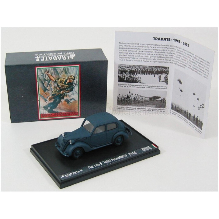 BRUMM FIAT 1100B 1943 - ARDITI PARACADUTISTI - TRADATE 60 ANNI - MATT BLUE 1/43