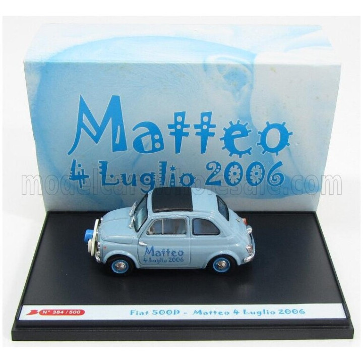 BRUMM FIAT 500D 1960 - E' NATO MATTEO COMO 4 LUGLIO 2006 - LIGHT BLUE 1/43