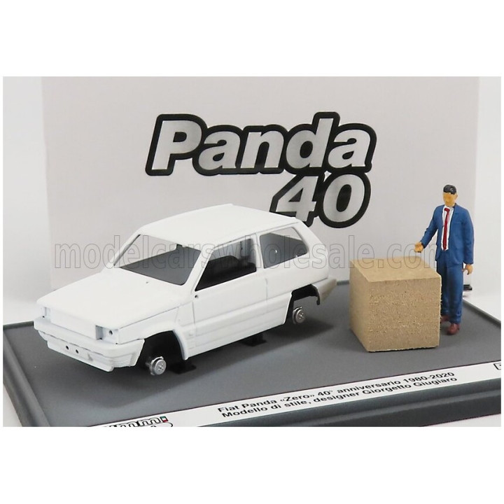BRUMM FIAT PANDA ZERO 40th ANNIVERSARIO 1980-2020 - WITH FIGURE DESIGNER GIORGETTO GIUGIARO - WHITE 1/43