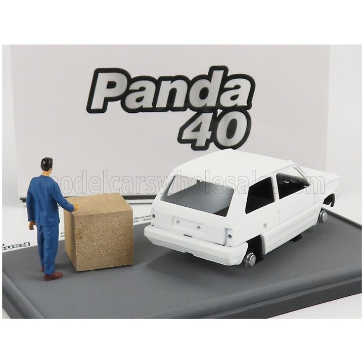 BRUMM FIAT PANDA ZERO 40th ANNIVERSARIO 1980-2020 - WITH FIGURE DESIGNER GIORGETTO GIUGIARO - WHITE 1/43