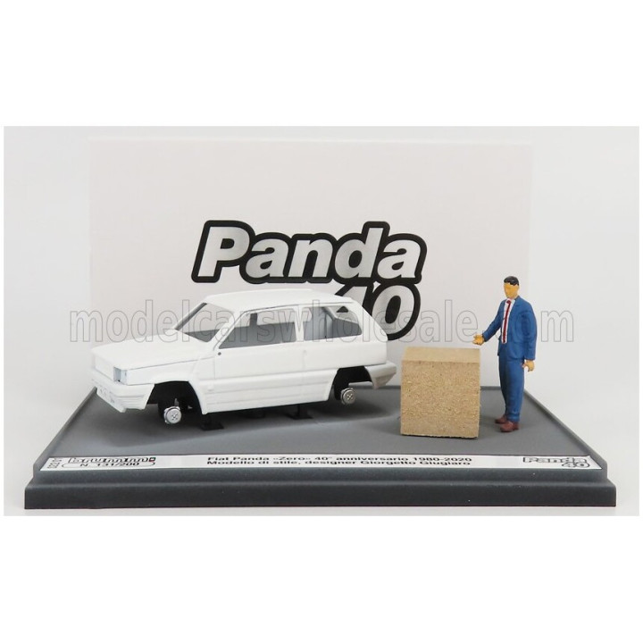 BRUMM FIAT PANDA ZERO 40th ANNIVERSARIO 1980-2020 - WITH FIGURE DESIGNER GIORGETTO GIUGIARO - WHITE 1/43
