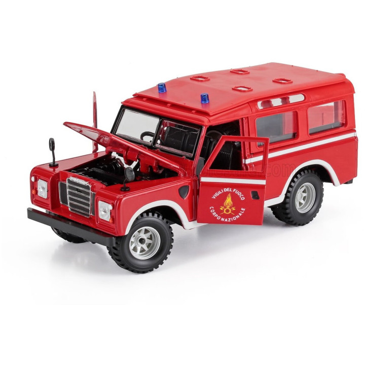 BURAGO LAND ROVER DEFENDER MKII VIGILI DEL FUOCO 1995 - RED WHITE 1/24