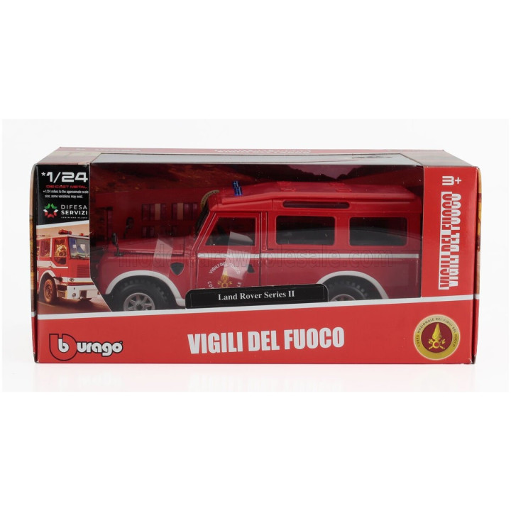BURAGO LAND ROVER DEFENDER MKII VIGILI DEL FUOCO 1995 - RED WHITE 1/24