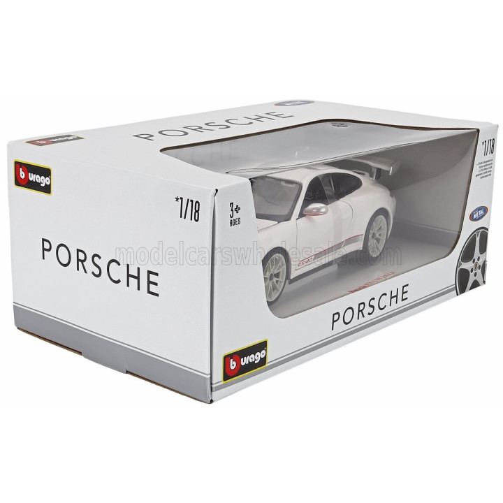 BURAGO PORSCHE 911 997-2 GT3 RS 4.0 COUPE 2012 - WHITE SILVER 1/18