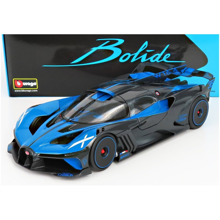 BURAGO BUGATTI BOLIDE W16 8.0 FOUR-TURBO 1850hp 500km/h 2020 - BLUE BLACK 1/18