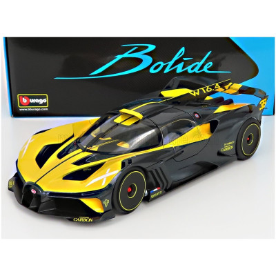 BURAGO BUGATTI BOLIDE W16 8.0 FOUR-TURBO 1850hp 500km/h 2020 - YELLOW BLACK 1/18