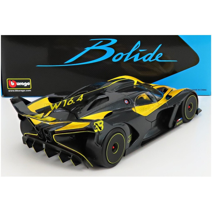BURAGO BUGATTI BOLIDE W16 8.0 FOUR-TURBO 1850hp 500km/h 2020 - YELLOW BLACK 1/18