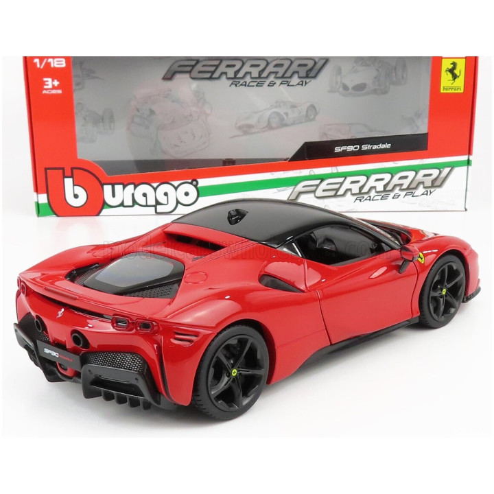 BURAGO FERRARI SF90 STRADALE HYBRID 1000hp 2019 - RED BLACK 1/18
