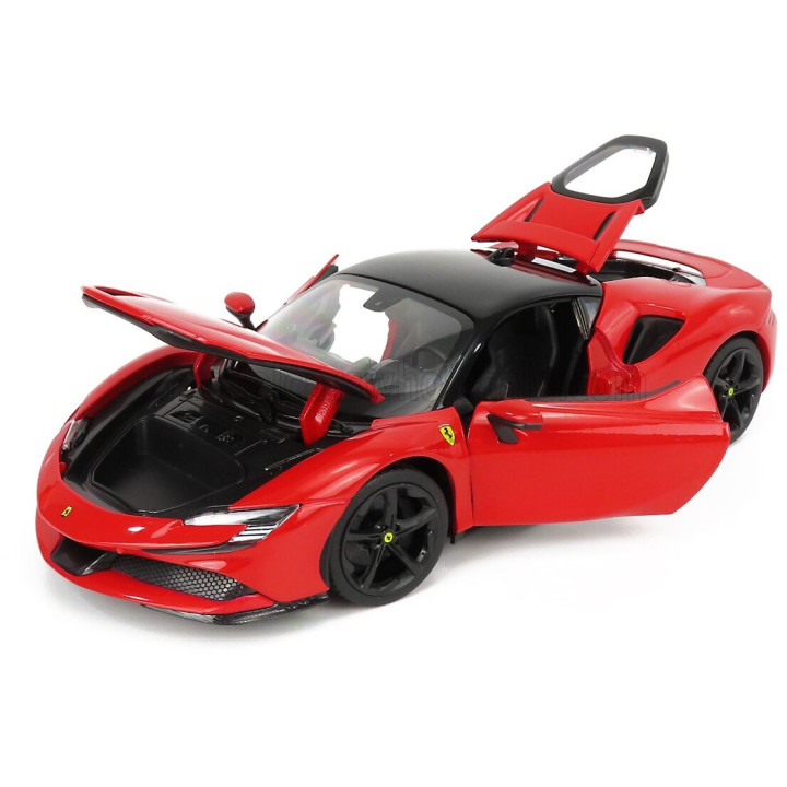 BURAGO FERRARI SF90 STRADALE HYBRID 1000hp 2019 - RED BLACK 1/18
