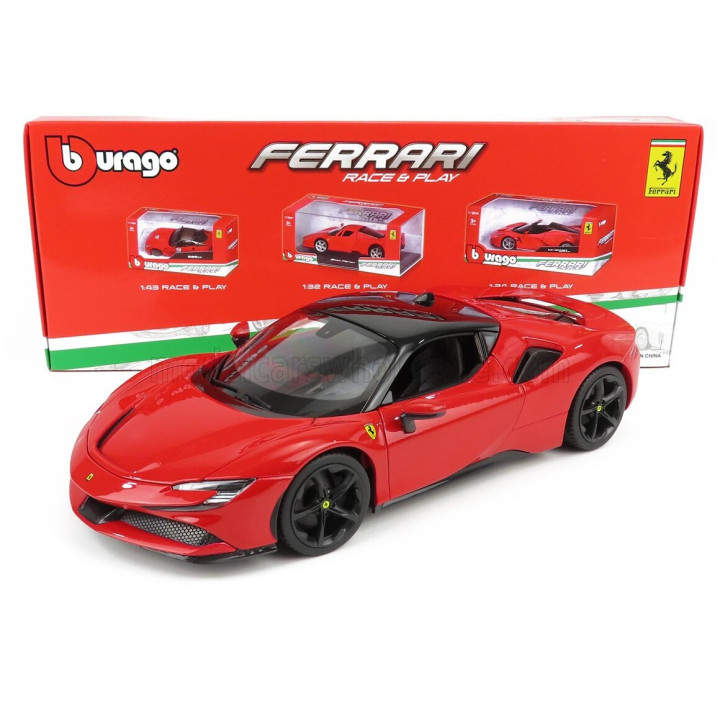 BURAGO FERRARI SF90 STRADALE HYBRID 1000hp 2019 - RED BLACK 1/18