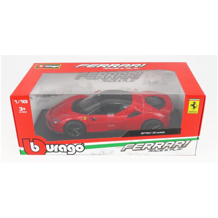 BURAGO FERRARI SF90 STRADALE HYBRID 1000hp 2019 - RED BLACK 1/18