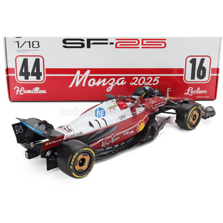 BURAGO FERRARI F1 SF-25 TEAM SCUDERIA FERRARI HP N 16 MONZA ITALY GP 2025 CHARLES LECLERC - NIKI LAUDA 50th ANNIVERSARY WORLD