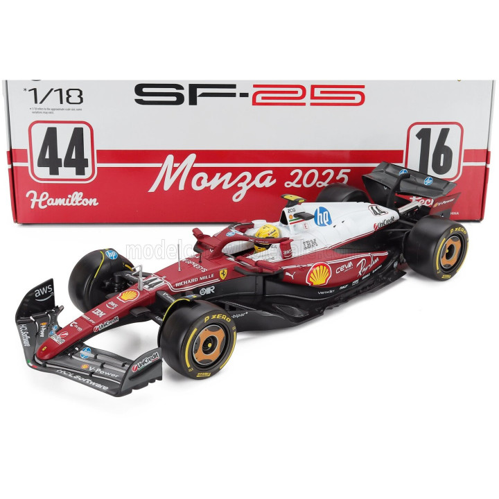 BURAGO FERRARI F1 SF-25 TEAM SCUDERIA FERRARI HP N 44 MONZA ITALY GP 2025 LEWIS HAMILTON - NIKI LAUDA 50th ANNIVERSARY WORLD