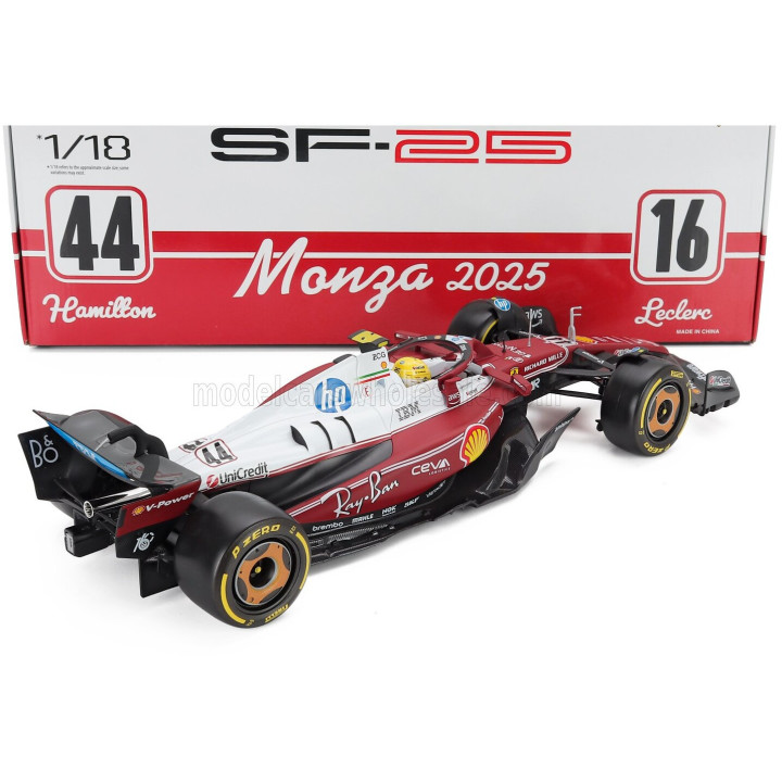 BURAGO FERRARI F1 SF-25 TEAM SCUDERIA FERRARI HP N 44 MONZA ITALY GP 2025 LEWIS HAMILTON - NIKI LAUDA 50th ANNIVERSARY WORLD