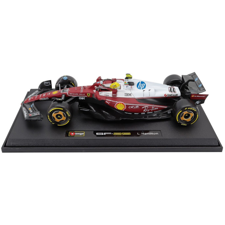 BURAGO FERRARI F1 SF-25 TEAM SCUDERIA FERRARI HP N 44 MONZA ITALY GP 2025 LEWIS HAMILTON - NIKI LAUDA 50th ANNIVERSARY WORLD