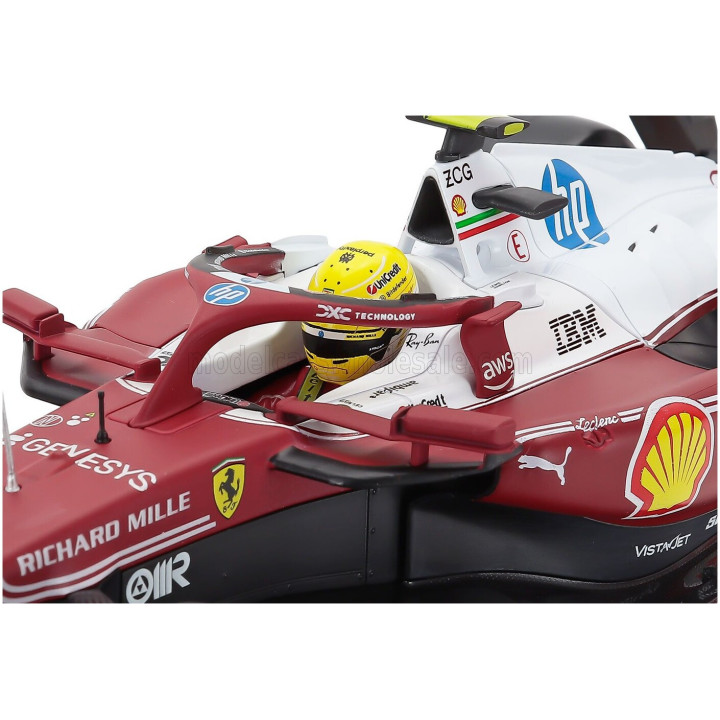 BURAGO FERRARI WITH SHOWCASE - F1 SF-25 TEAM SCUDERIA FERRARI HP N 44 MONZA ITALY GP 2025 LEWIS HAMILTON - NIKI LAUDA 50th