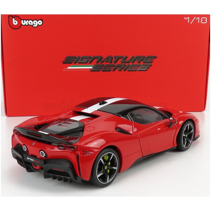 BURAGO FERRARI SF90 STRADALE HYBRID 1000hp ASSETTO FIORANO 2019 - RED BLACK WHITE 1/18