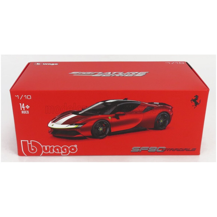BURAGO FERRARI SF90 STRADALE HYBRID 1000hp ASSETTO FIORANO 2019 - RED BLACK WHITE 1/18