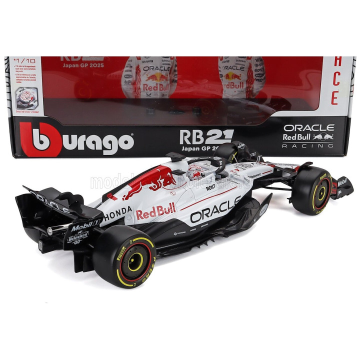 BURAGO RED BULL F1 RB21 TEAM ORACLE RED BULL RACING N 1 WINNER JAPAN GP 2025 MAX VERSTAPPEN - WHITE RED 1/18