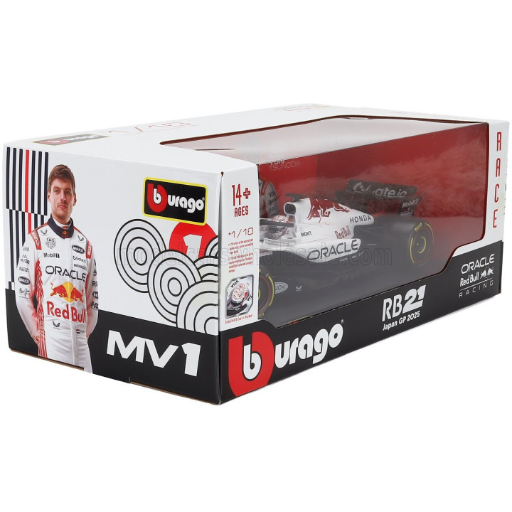 BURAGO RED BULL F1 RB21 TEAM ORACLE RED BULL RACING N 1 WINNER JAPAN GP 2025 MAX VERSTAPPEN - WHITE RED 1/18