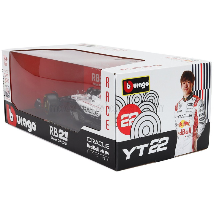 BURAGO RED BULL F1 RB21 TEAM ORACLE RED BULL RACING N 1 WINNER JAPAN GP 2025 MAX VERSTAPPEN - WHITE RED 1/18