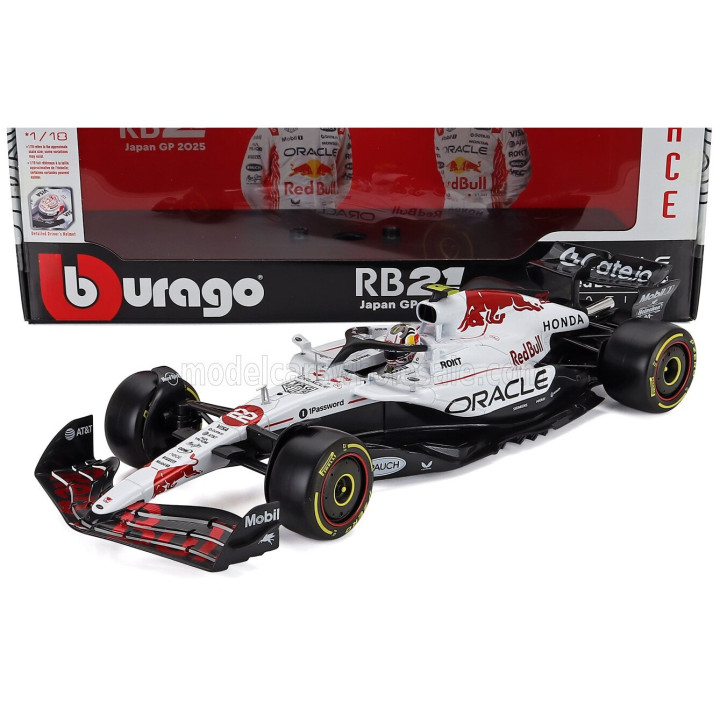 BURAGO RED BULL F1 RB21 TEAM ORACLE RED BULL RACING N 22 JAPAN GP 2025 YUKI TSUNODA - WHITE RED 1/18