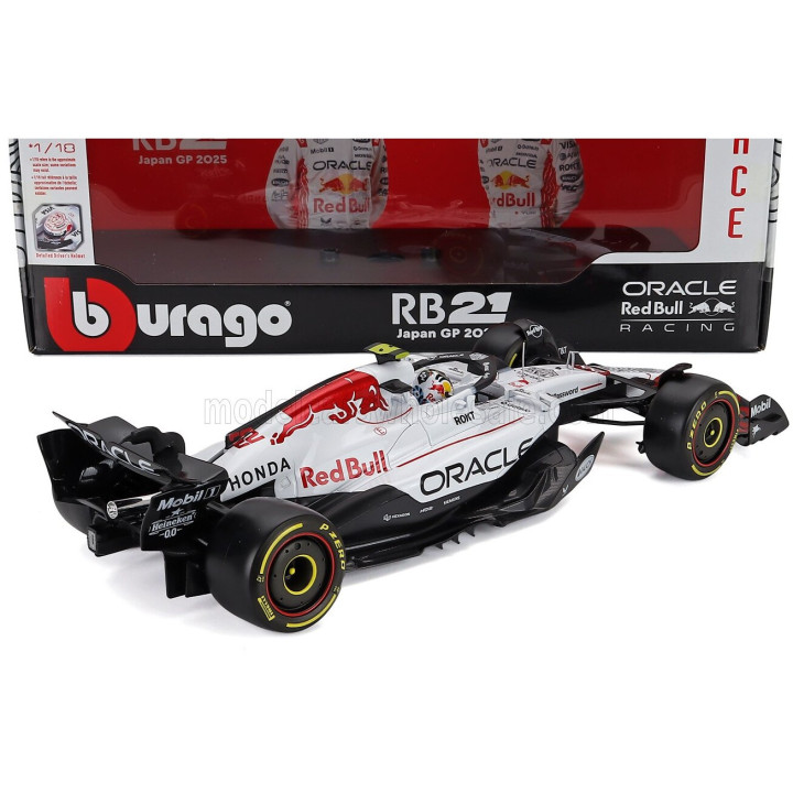 BURAGO RED BULL F1 RB21 TEAM ORACLE RED BULL RACING N 22 JAPAN GP 2025 YUKI TSUNODA - WHITE RED 1/18