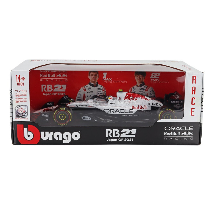 BURAGO RED BULL F1 RB21 TEAM ORACLE RED BULL RACING N 22 JAPAN GP 2025 YUKI TSUNODA - WHITE RED 1/18