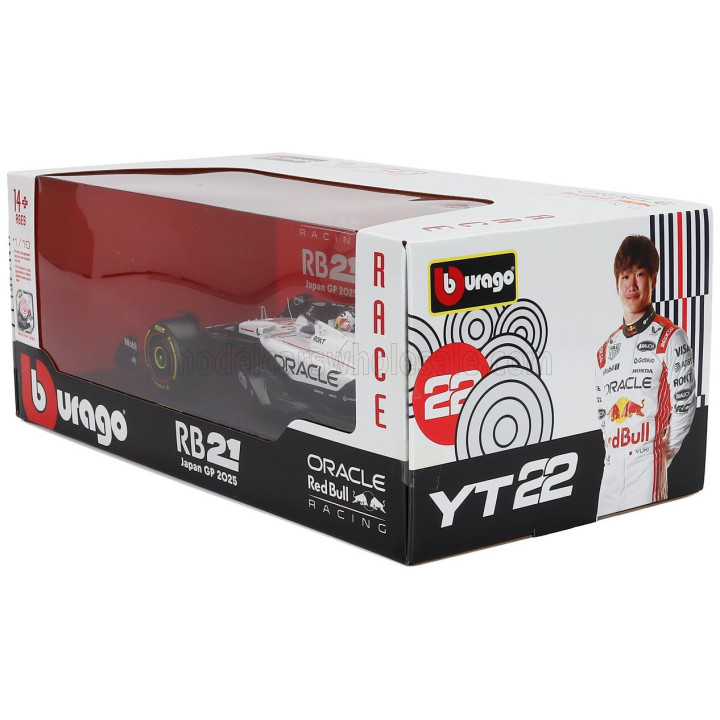 BURAGO RED BULL F1 RB21 TEAM ORACLE RED BULL RACING N 22 JAPAN GP 2025 YUKI TSUNODA - WHITE RED 1/18