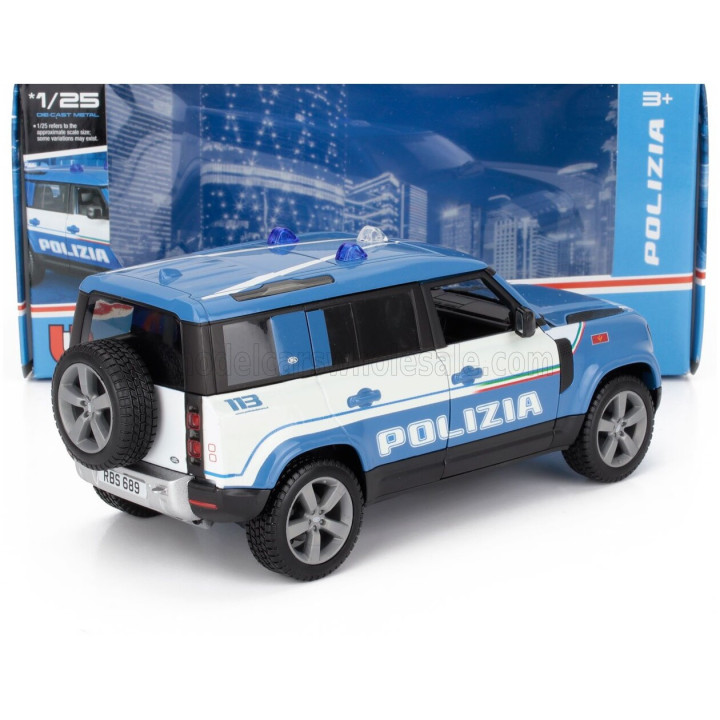 BURAGO LAND ROVER NEW DEFENDER 110 POLIZIA 2020 - LIGHT BLUE 1/25